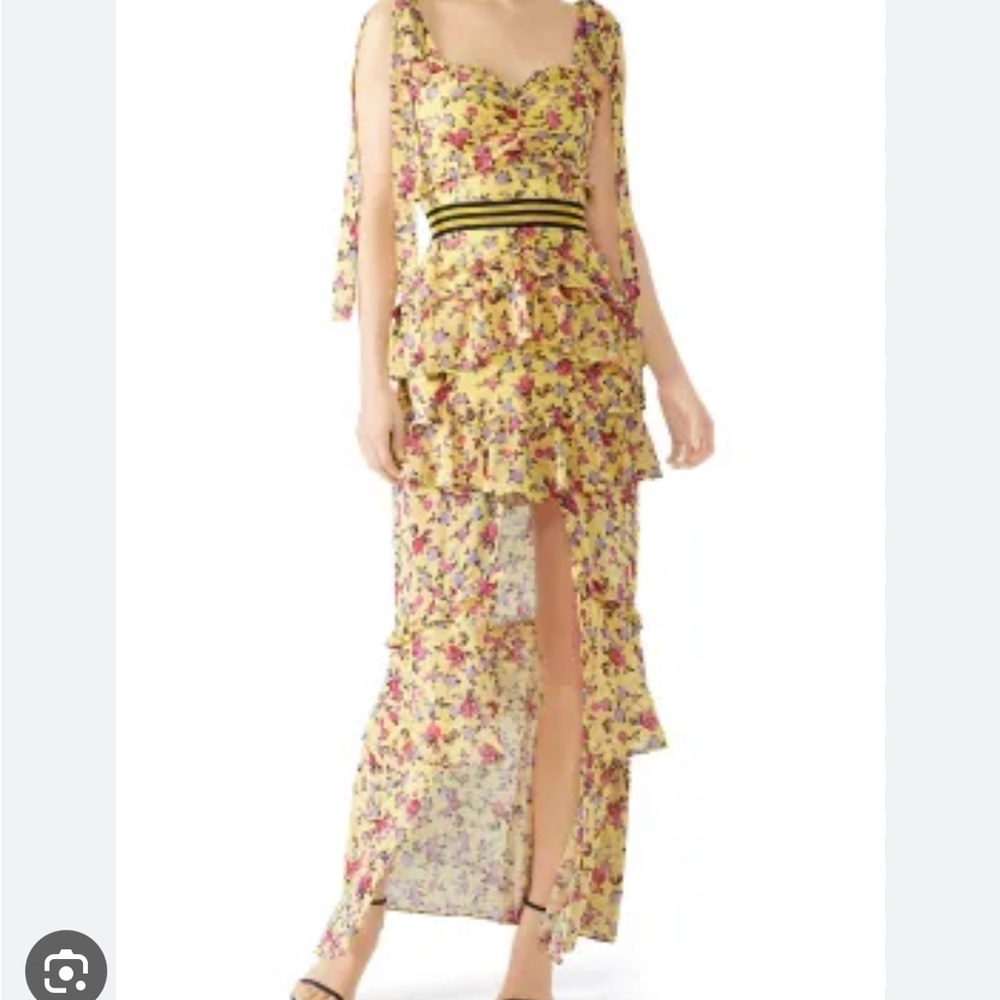 For Love And Lemons Maison Maxi Yellow Floral Dress